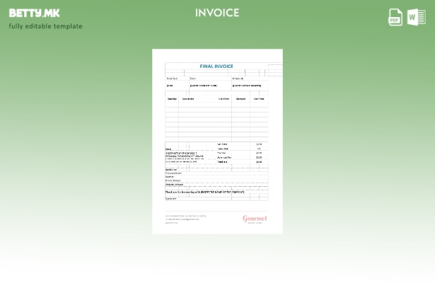 Шаблон за финална фактура во модерен стил